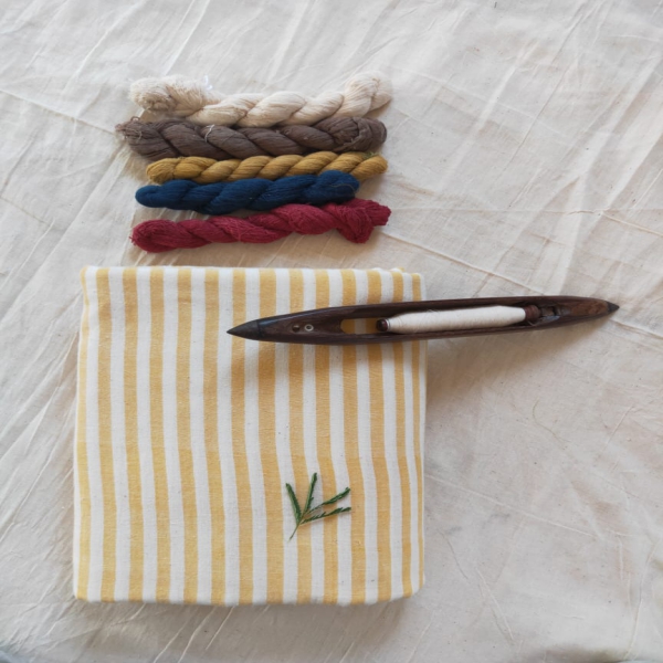 Fabric white yellow line